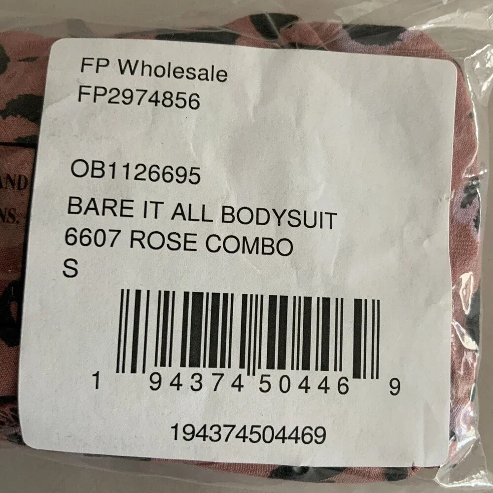 Free People Bodysuit Bare It All In Rose Combo S